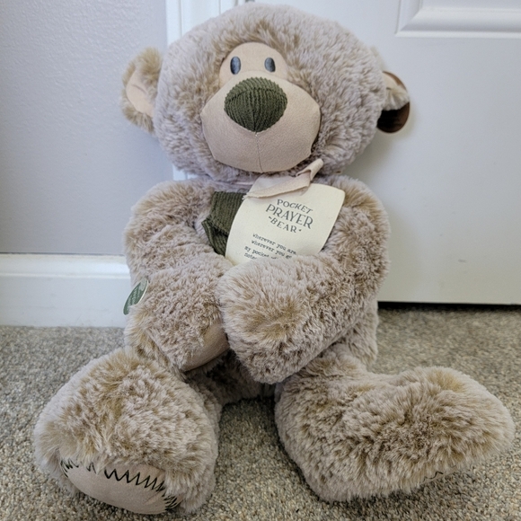 NWT Demdaco Pocket Prayer Bear Tan 16” Plush Super Soft Magnetic Paws Nice Gift! - Picture 3 of 7